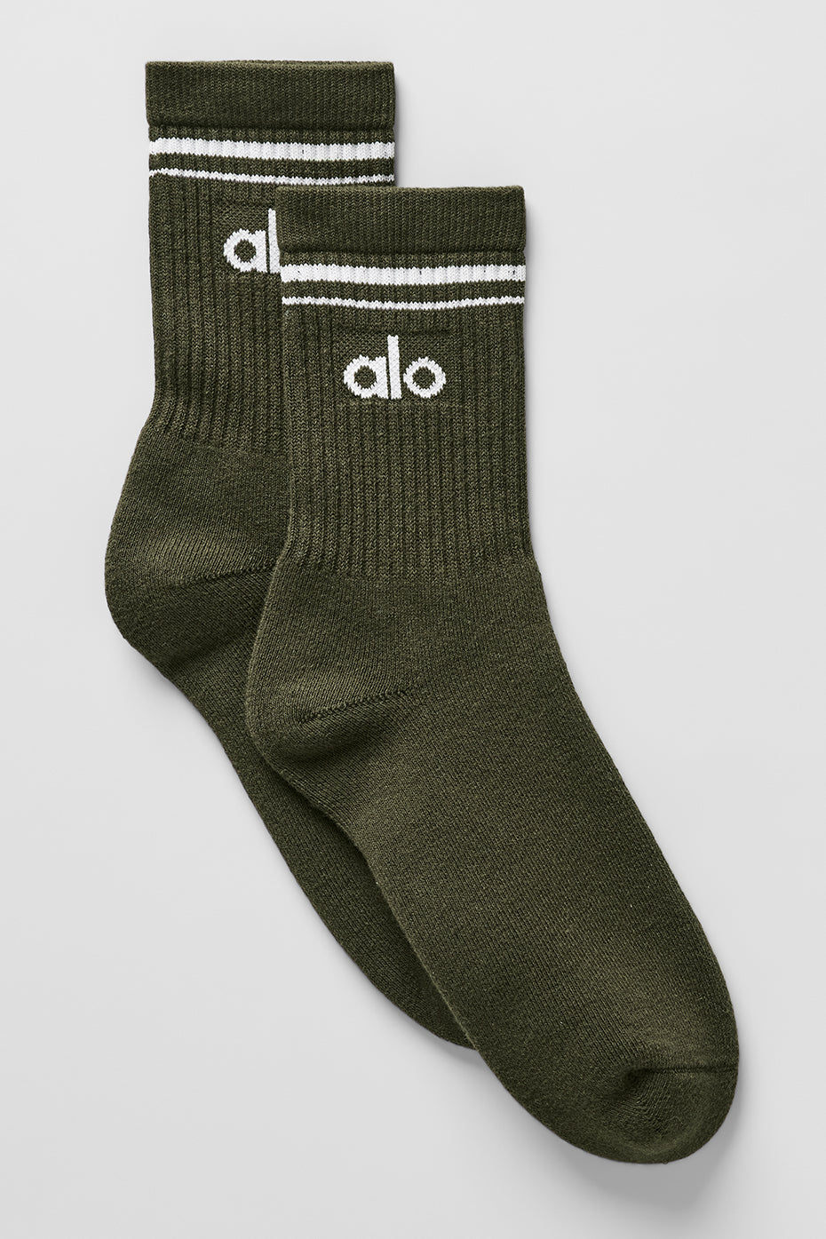 Unisex Half-Crew Throwback Sock - Green Olive/White
