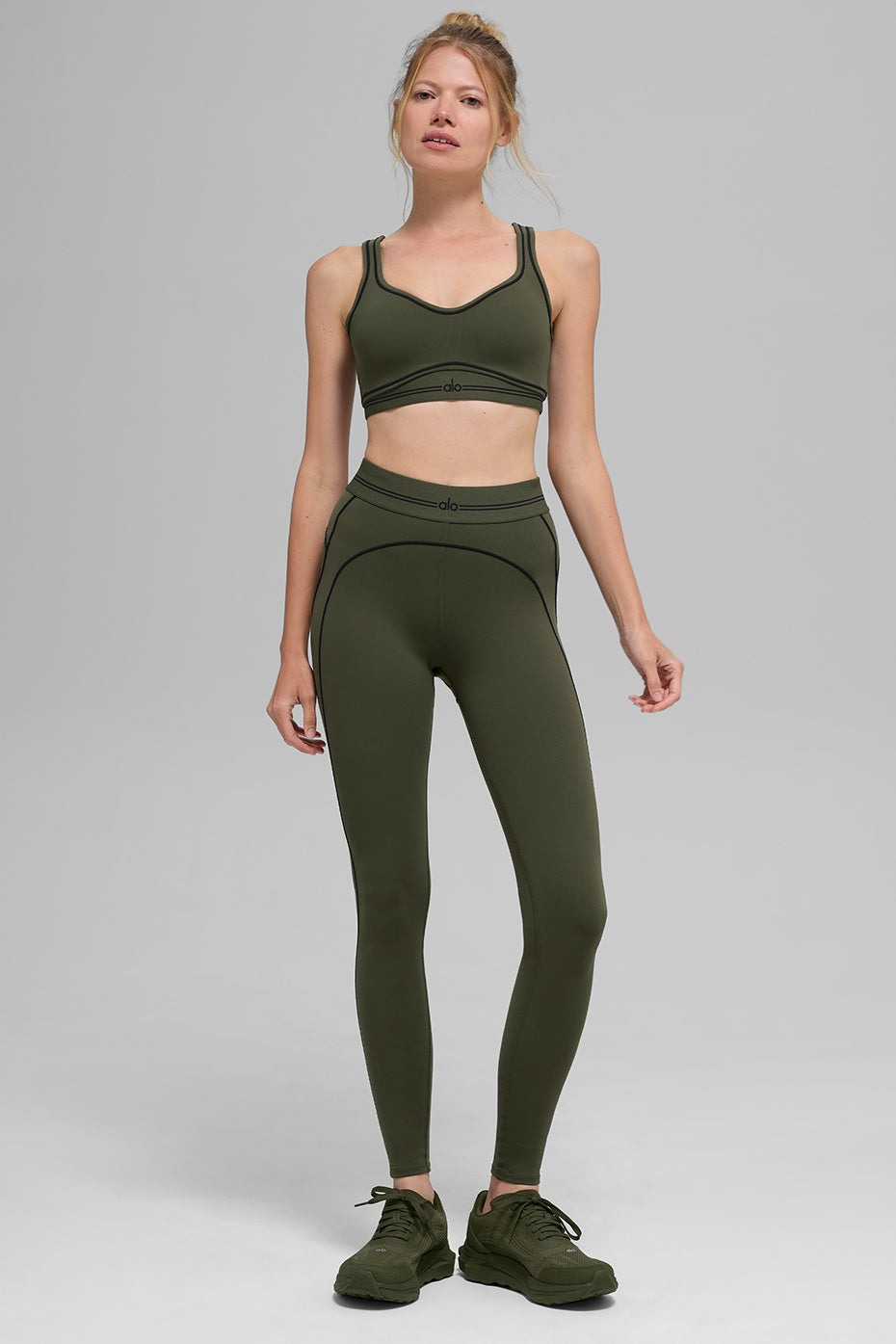 Airbrush High-Waist Heart Throb Legging - Green Olive/Black